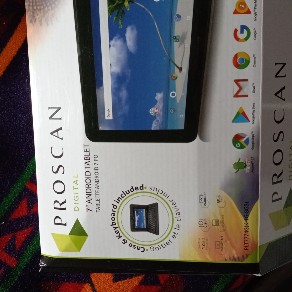 PROSCAN DIGITAL 7" ANDROID Tablet/Case/Keyboard/Charger New in Box
